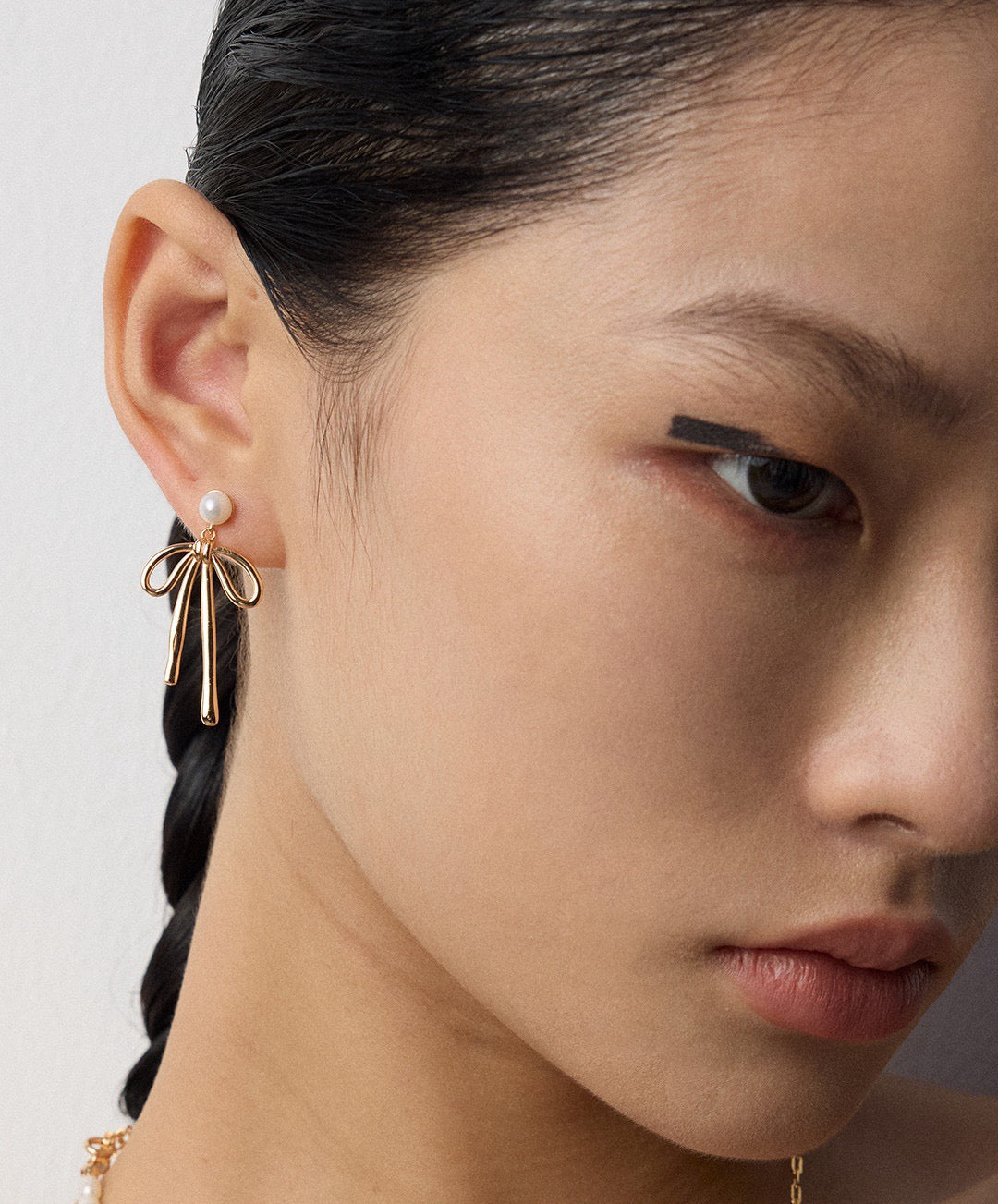 Natural Pearl Bow Drop Earrings | 18K Gold 925 Silver Ribbon Jewelry
