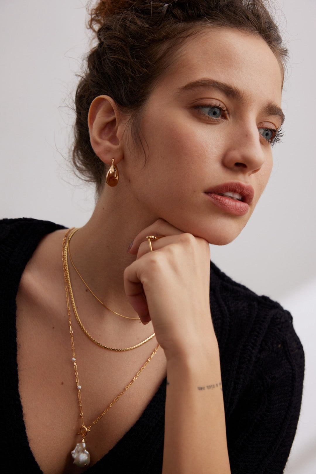 Organic Fluid Hoop Earrings | 925 Sterling Silver | 18K Gold & 18K White Gold Plating