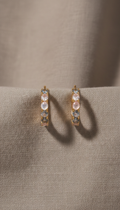 Gold Vermeil Huggie Hoops with Semi-Precious Stones