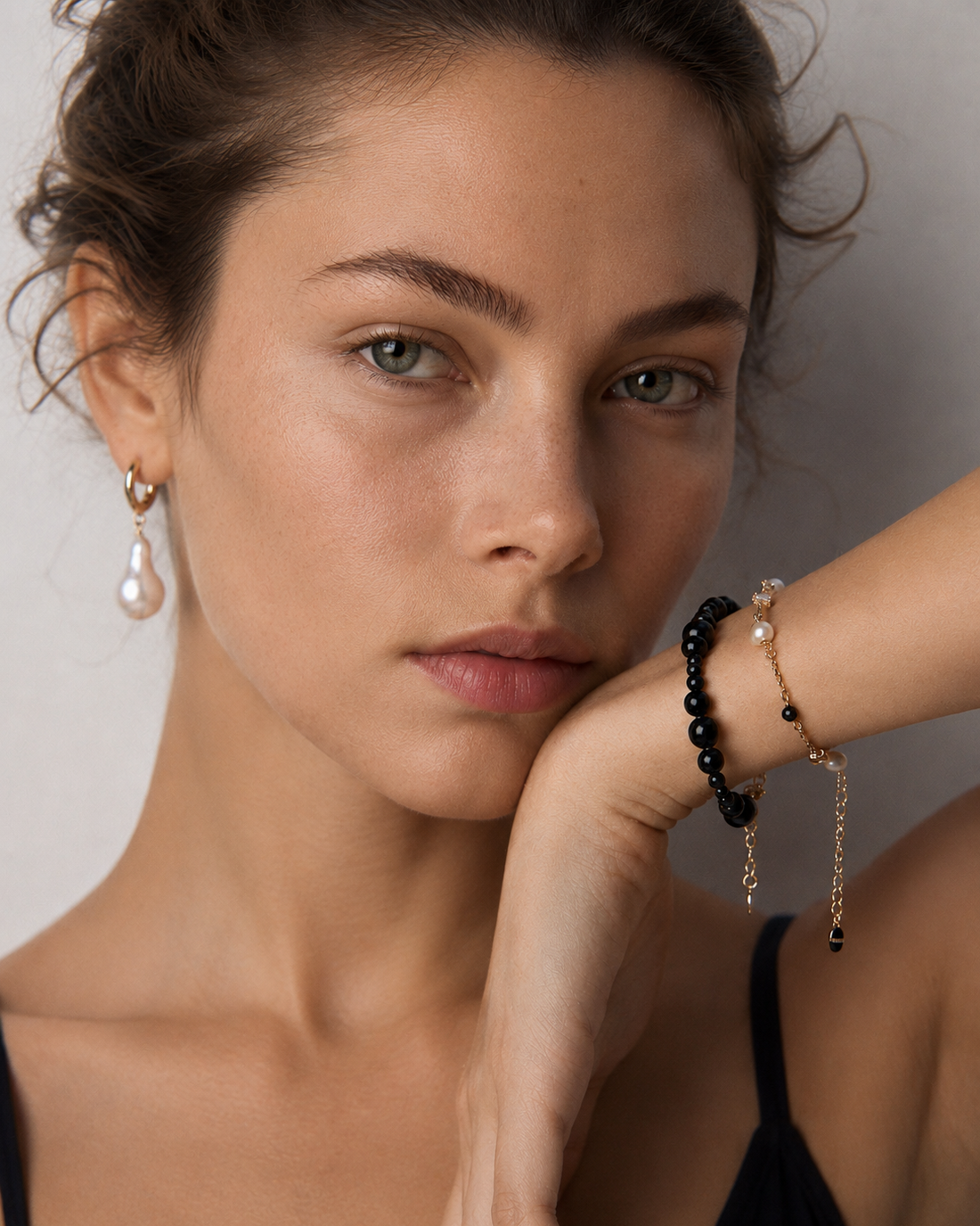Sterling Silber Perlenachat Armband