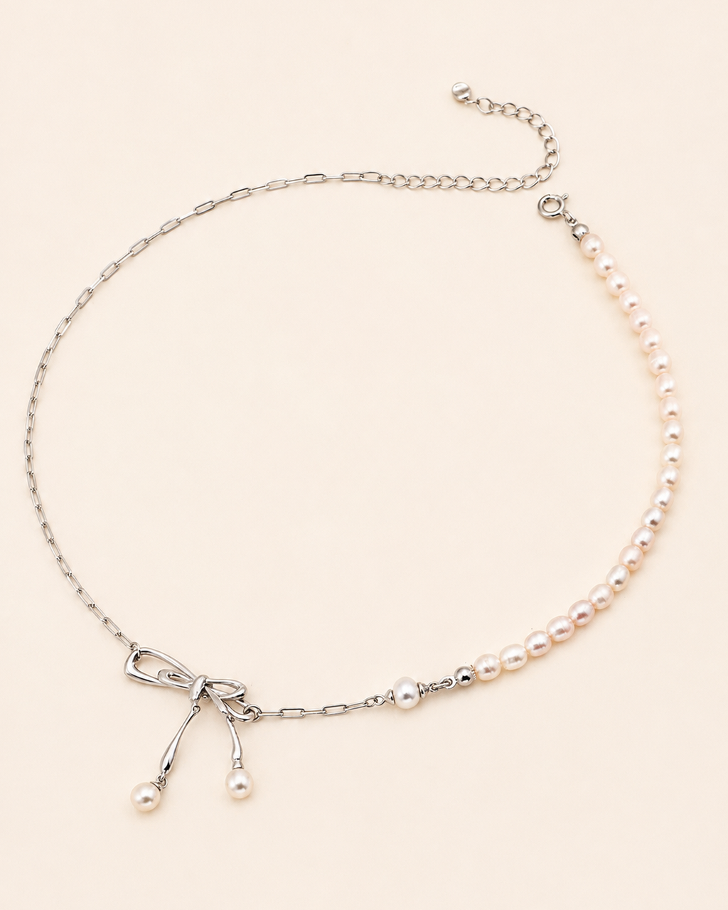Sterling Silber Tigerauge/Graue Perlenkette