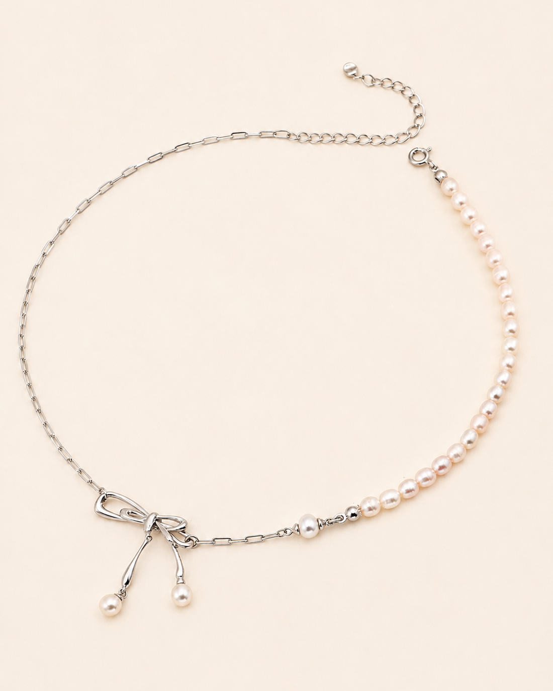 Sterling Silber Tigerauge/Graue Perlenkette