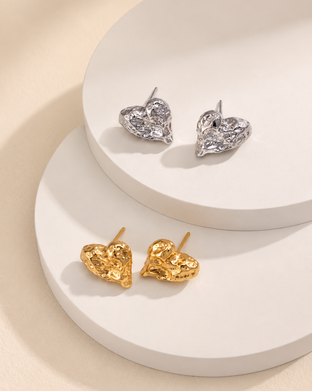 Melted Heart Stud Earrings