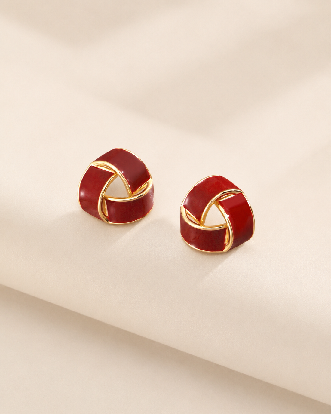 Scarlet Knot Stud Earrings