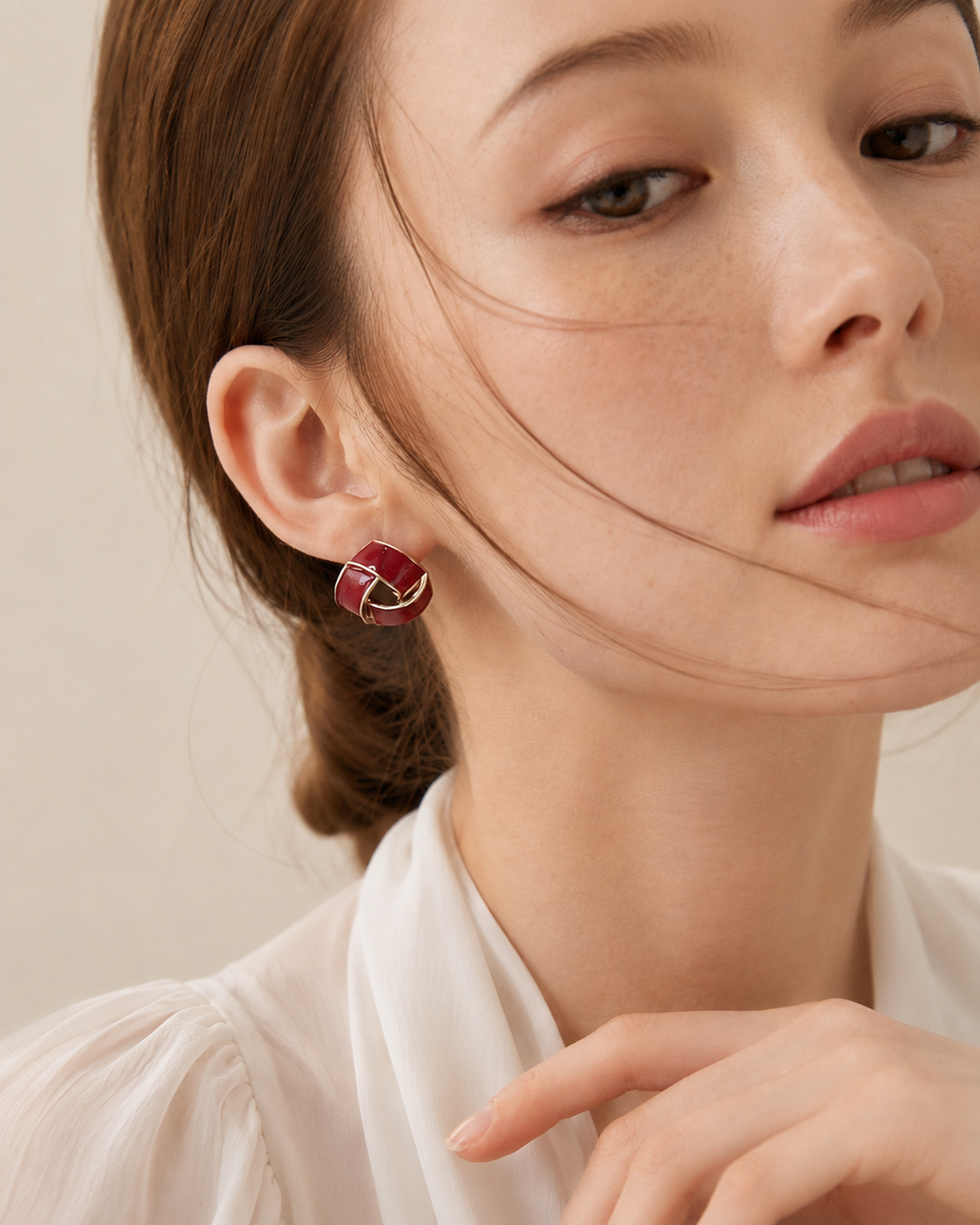 Scarlet Knot Stud Earrings