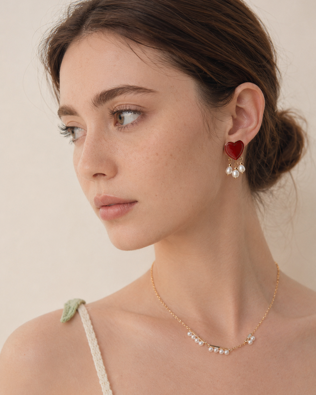 Amour Heart Pearl Drop Earrings