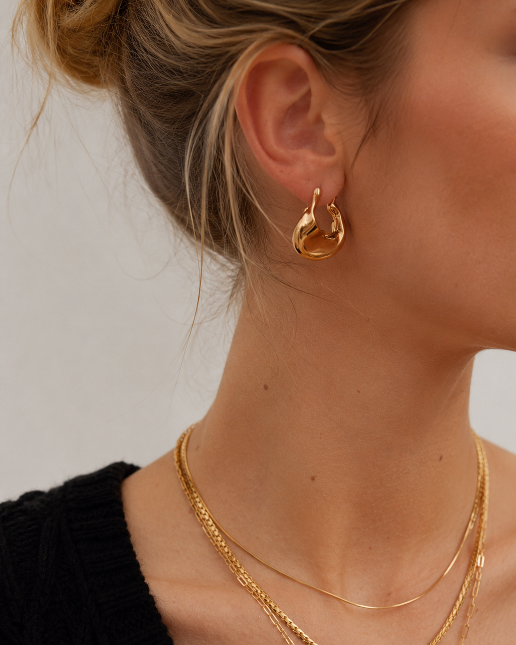 Aurelia Twisted Sculptural Gold Hoop Earrings