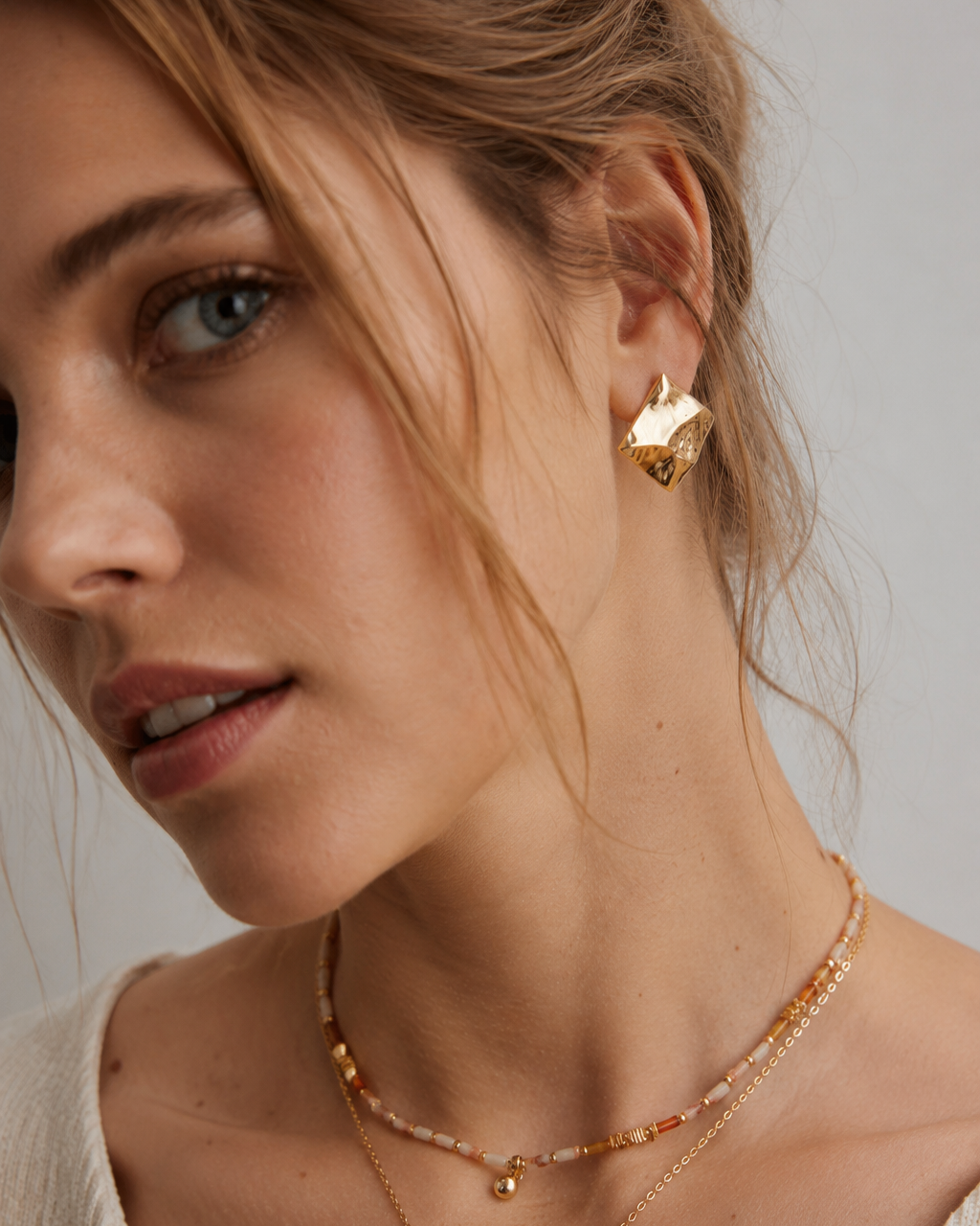Molten Square Stud Earrings