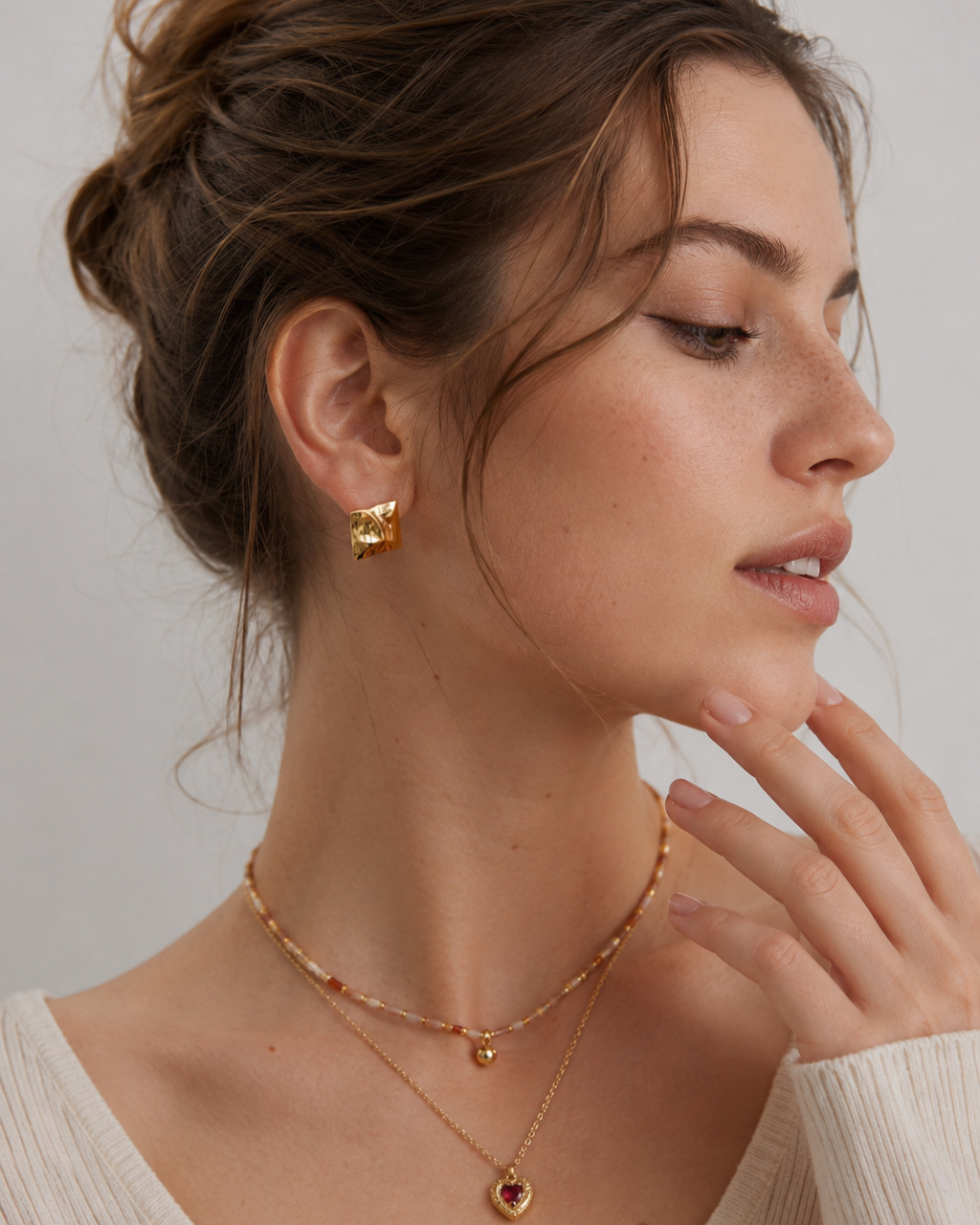 Molten Square Stud Earrings