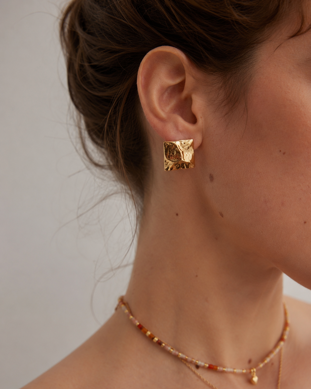 Molten Square Stud Earrings