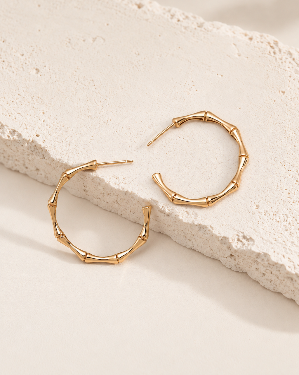 Sculpted Bamboo Hoop Earrings