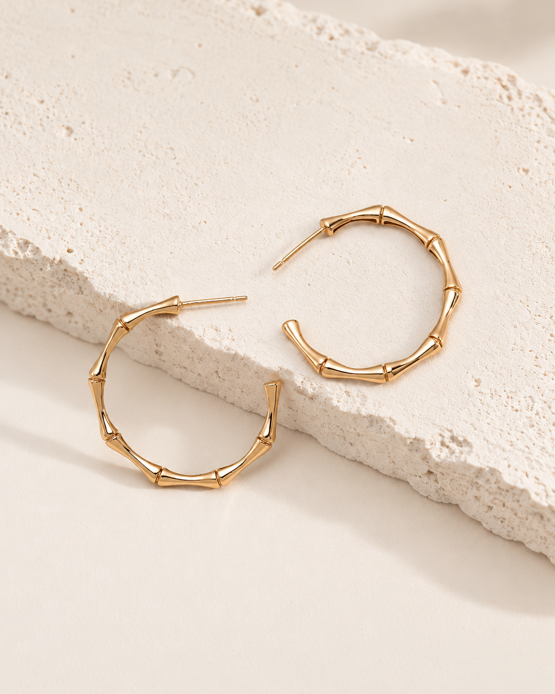 Sculpted Bamboo Hoop Earrings