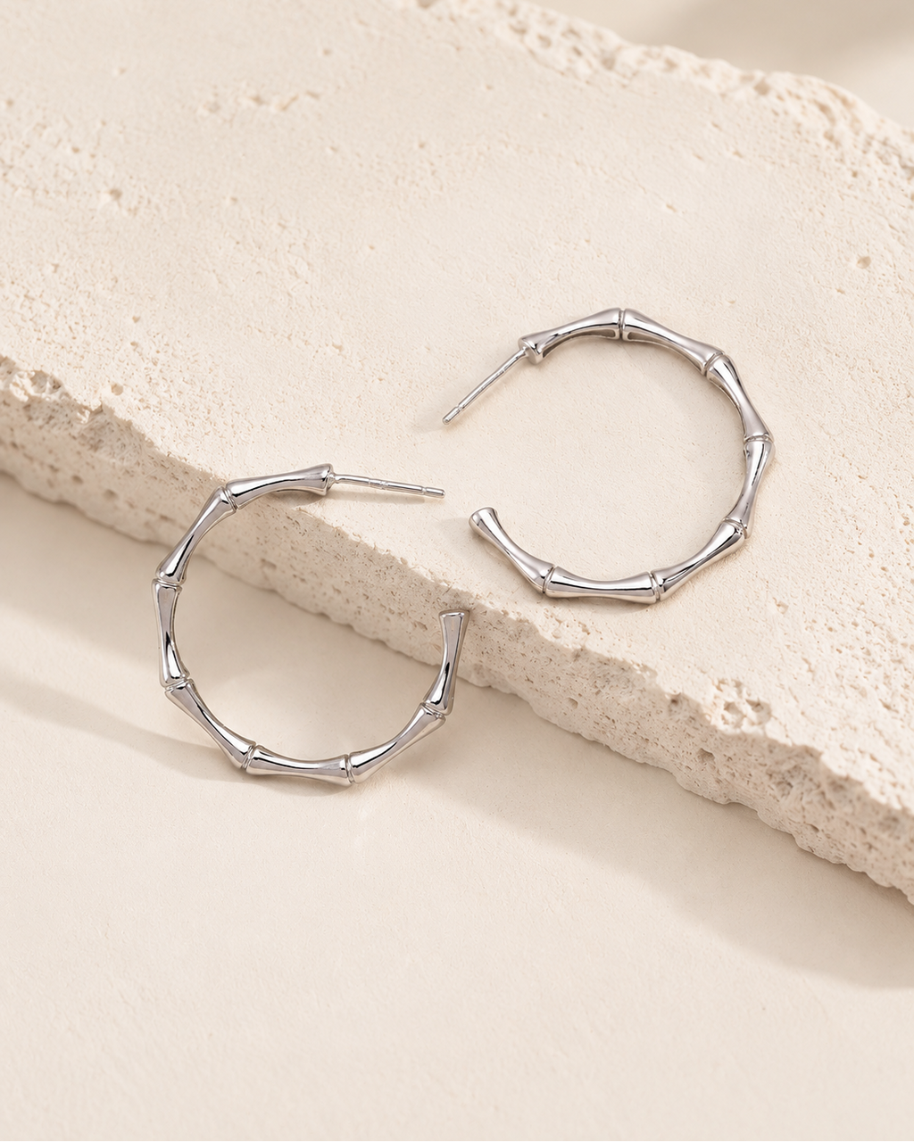 Sculpted Bamboo Hoop Earrings
