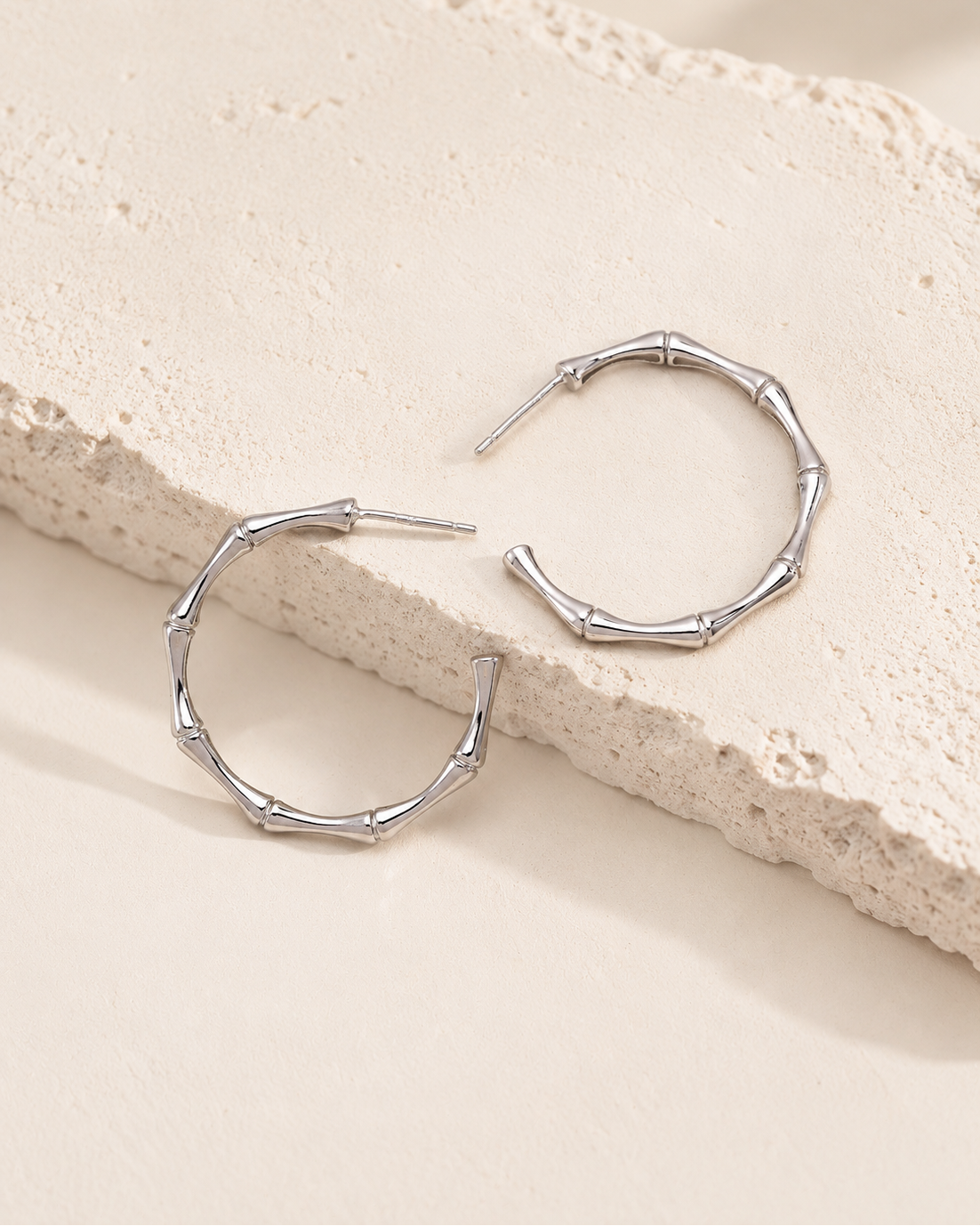 Sculpted Bamboo Hoop Earrings