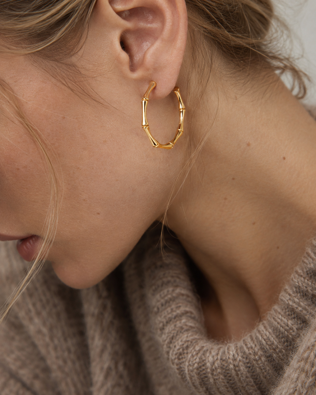 Sculpted Bamboo Hoop Earrings
