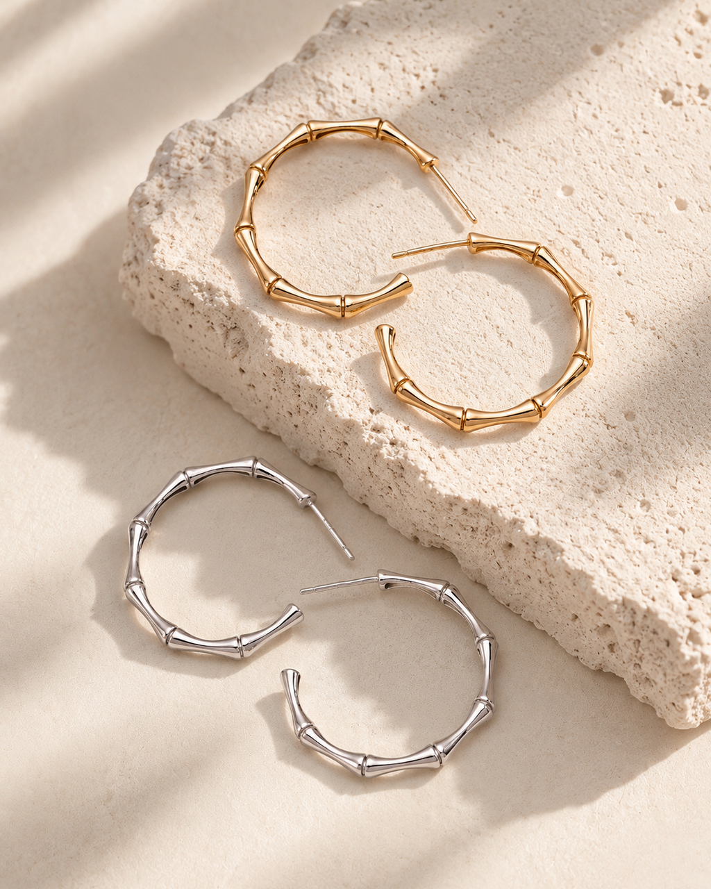 Sculpted Bamboo Hoop Earrings
