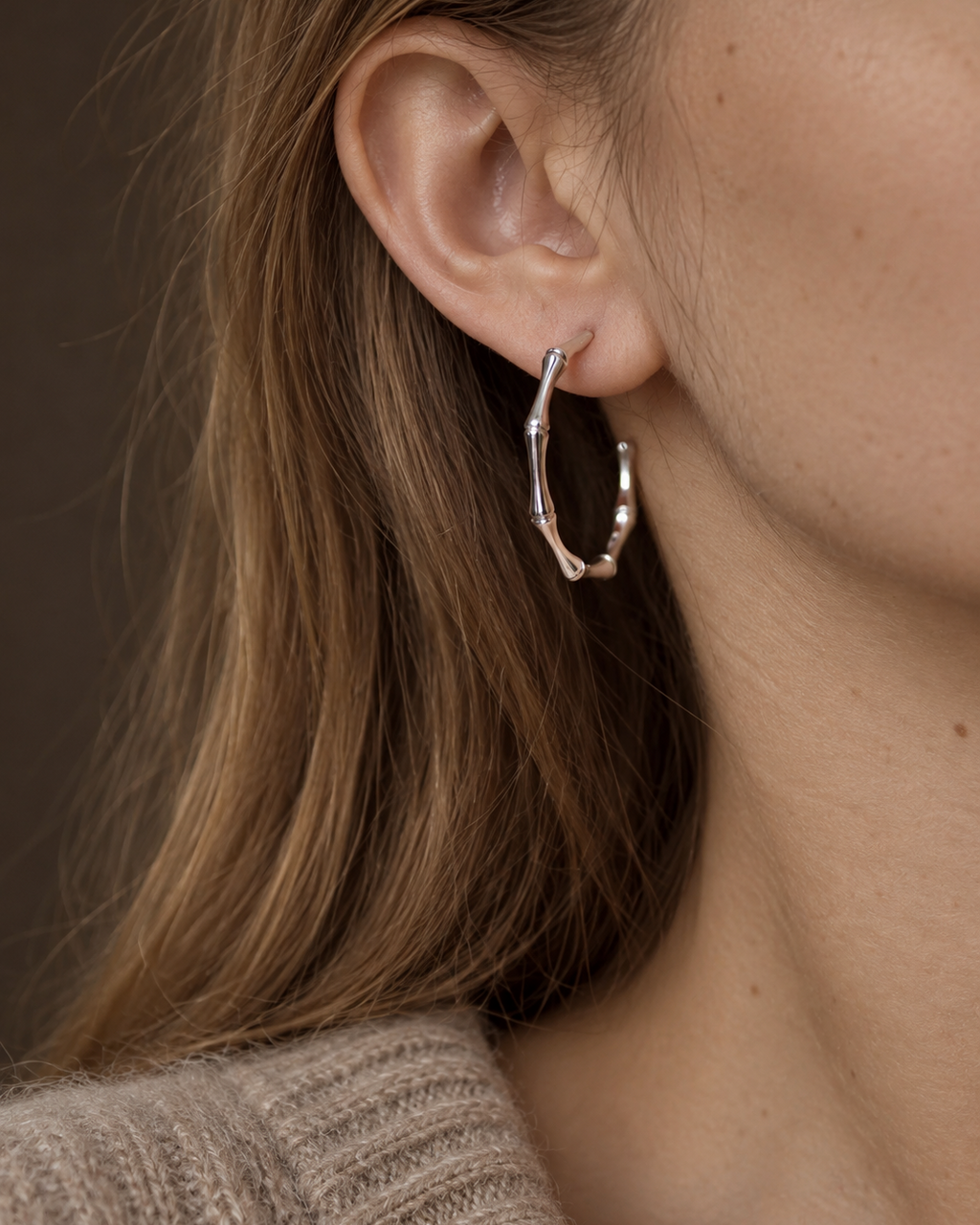Sculpted Bamboo Hoop Earrings
