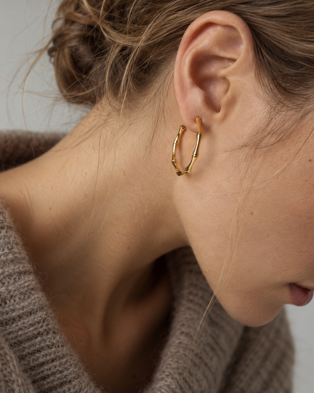 Sculpted Bamboo Hoop Earrings