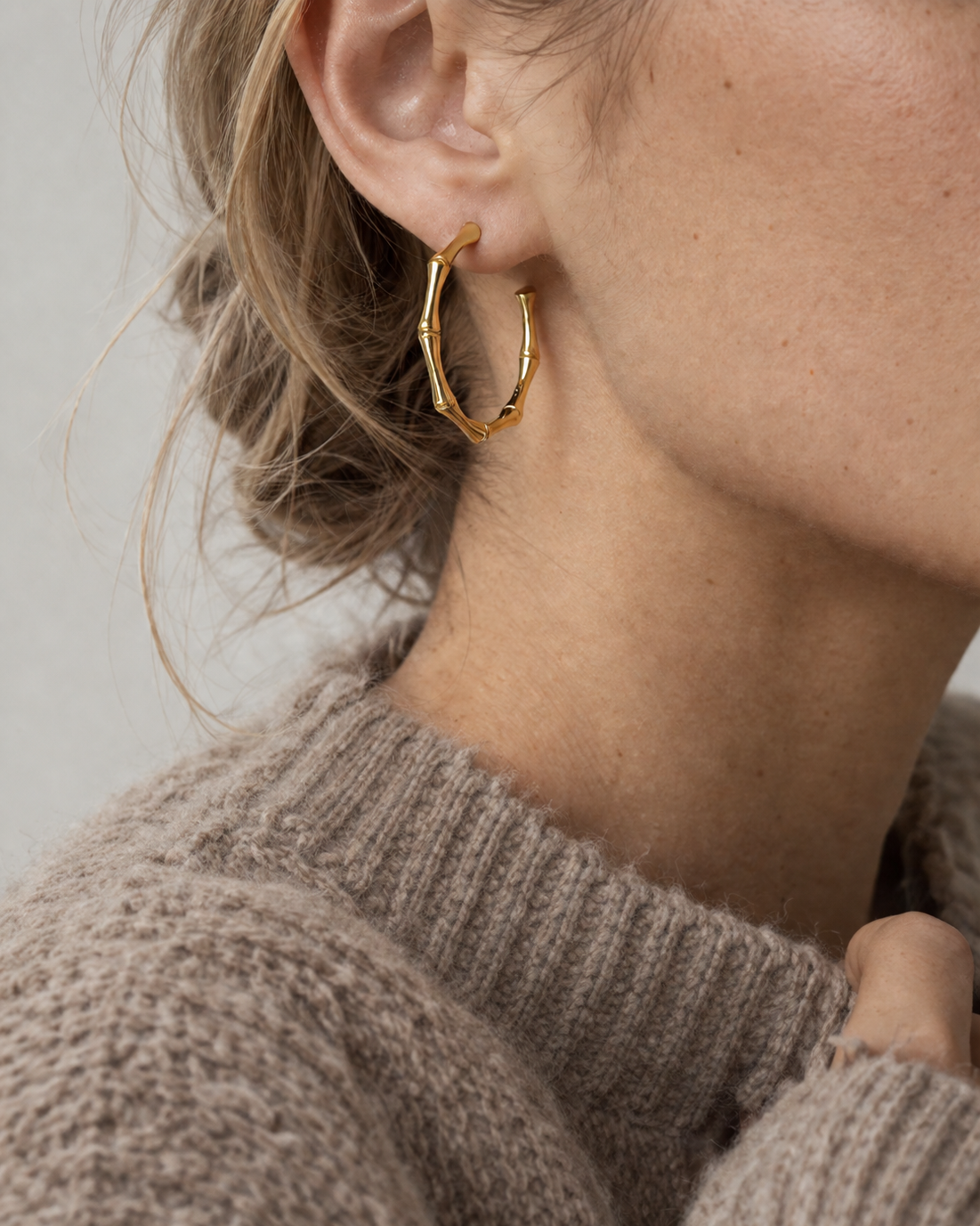 Sculpted Bamboo Hoop Earrings