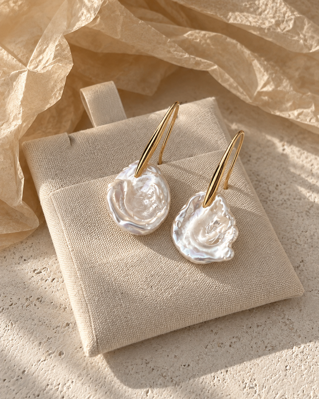 Cloud Petal Baroque Pearl Earrings