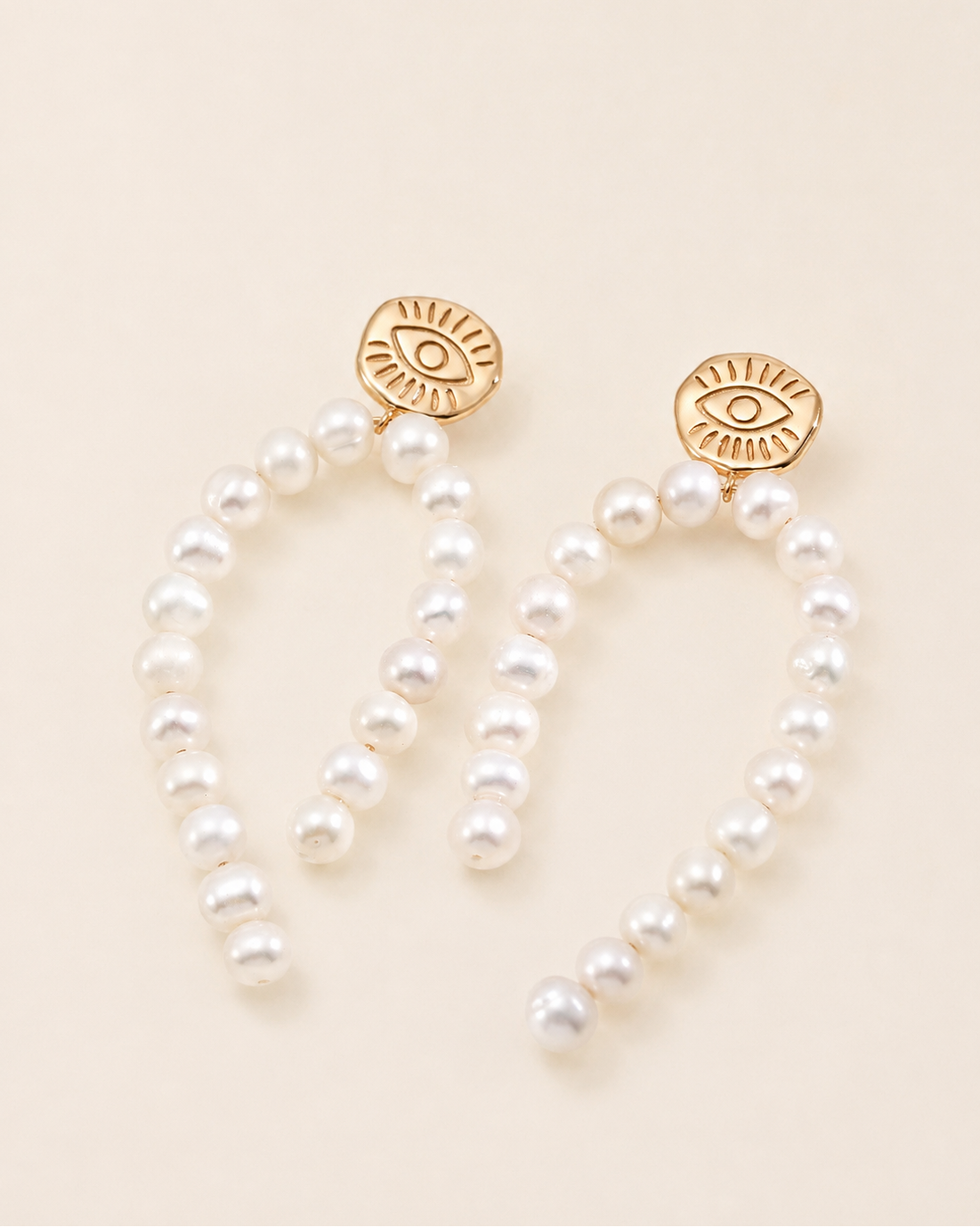 Evil Eye Pearl Drop Earrings