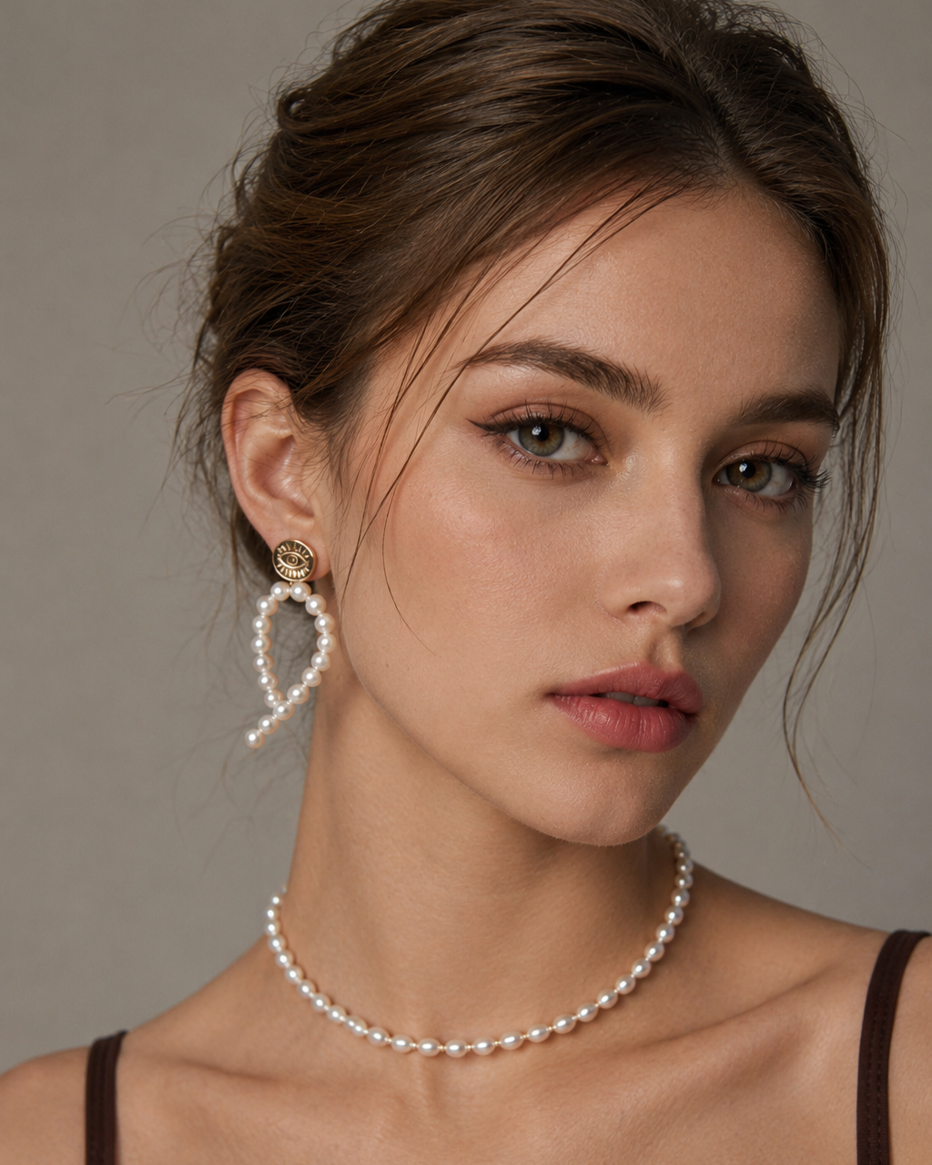 Evil Eye Pearl Drop Earrings