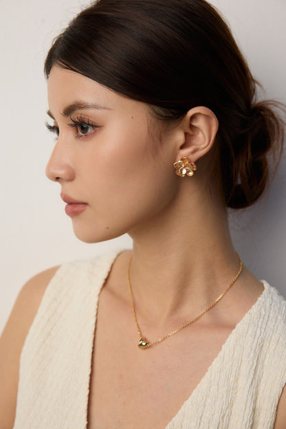 18K Gold-Plated Flower Stud Earrings | 925 Sterling Silver Floral Earrings