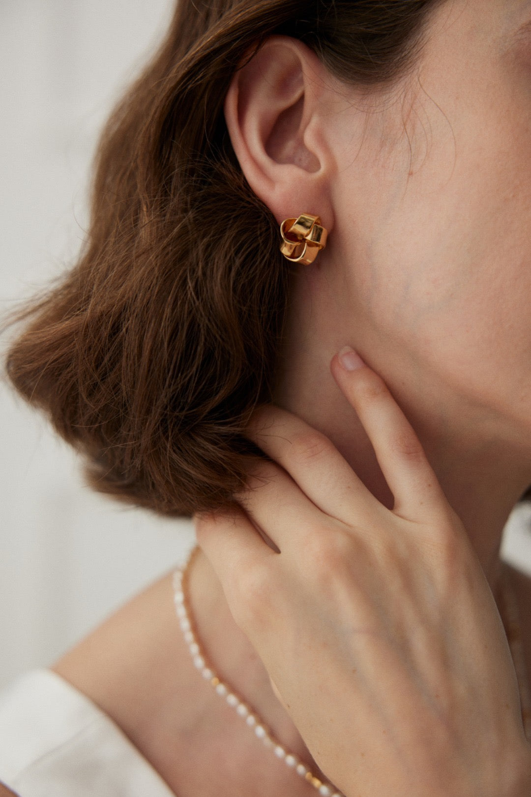 Gold Knot Stud Earrings | 18K Gold-Plated 925 Silver Chunky Twist Earrings