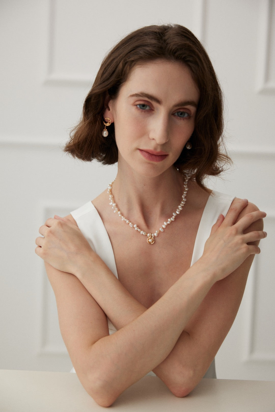 Camellia Pearl Necklace – 18K Gold 925 Silver with Natural Pearls