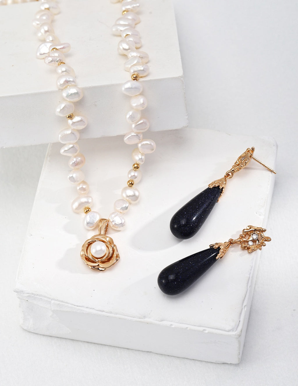 Camellia Pearl Necklace – 18K Gold 925 Silver with Natural Pearls