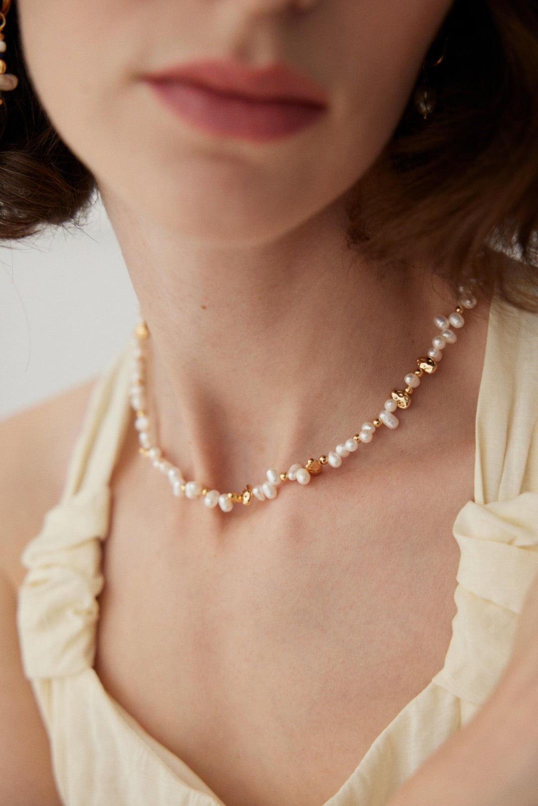 Natural Pearl Necklace – 18K Gold Plated 925 Silver Baroque Pearl Chain