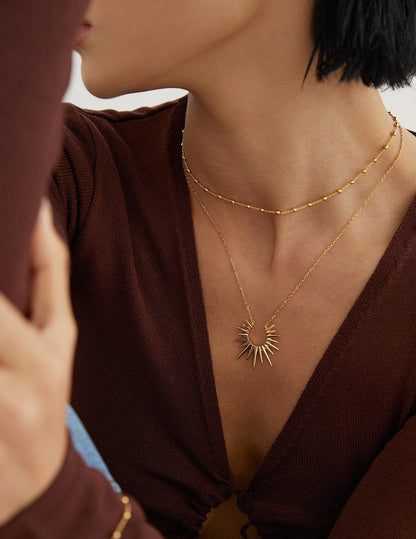 Radiant Sunburst Necklace – 18K Gold & 18K White Gold on 925 Sterling Silver