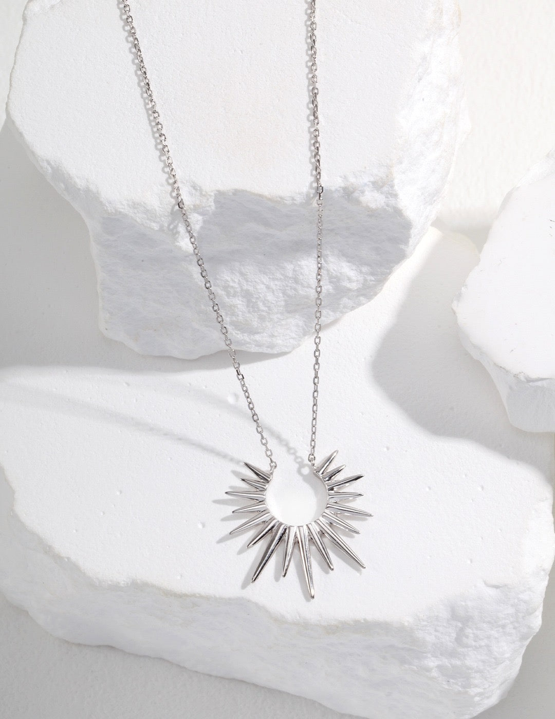 Radiant Sunburst Necklace – 18K Gold & 18K White Gold on 925 Sterling Silver