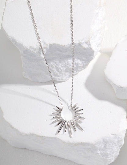Radiant Sunburst Necklace – 18K Gold & 18K White Gold on 925 Sterling Silver