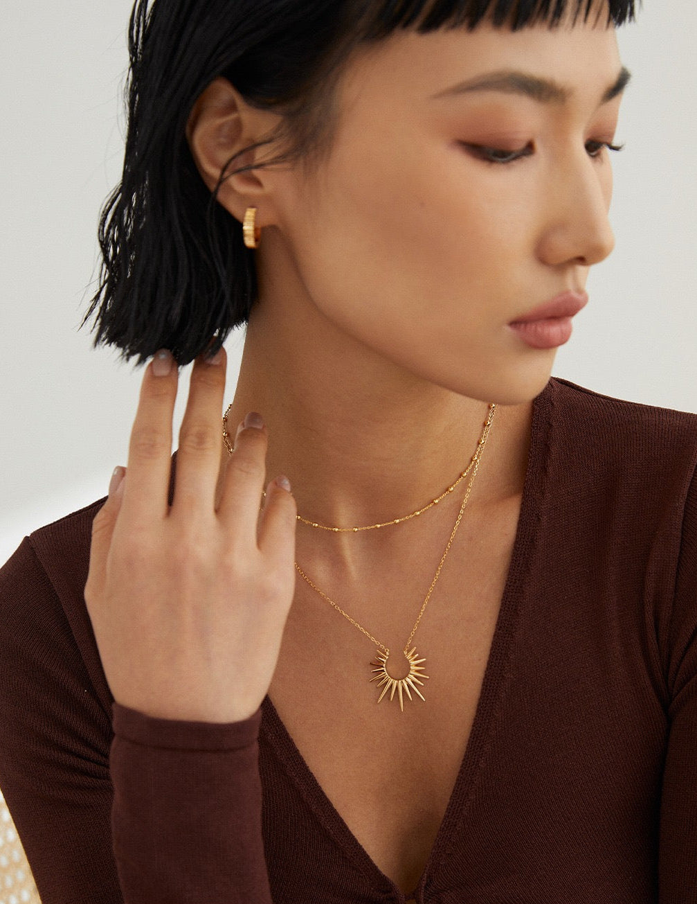 Radiant Sunburst Necklace – 18K Gold & 18K White Gold on 925 Sterling Silver