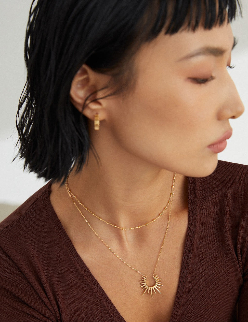 Radiant Sunburst Necklace – 18K Gold & 18K White Gold on 925 Sterling Silver