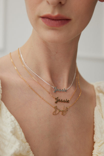Personalized Name Necklace – Custom 925 Sterling Silver with 18K Gold or White Gold Plating