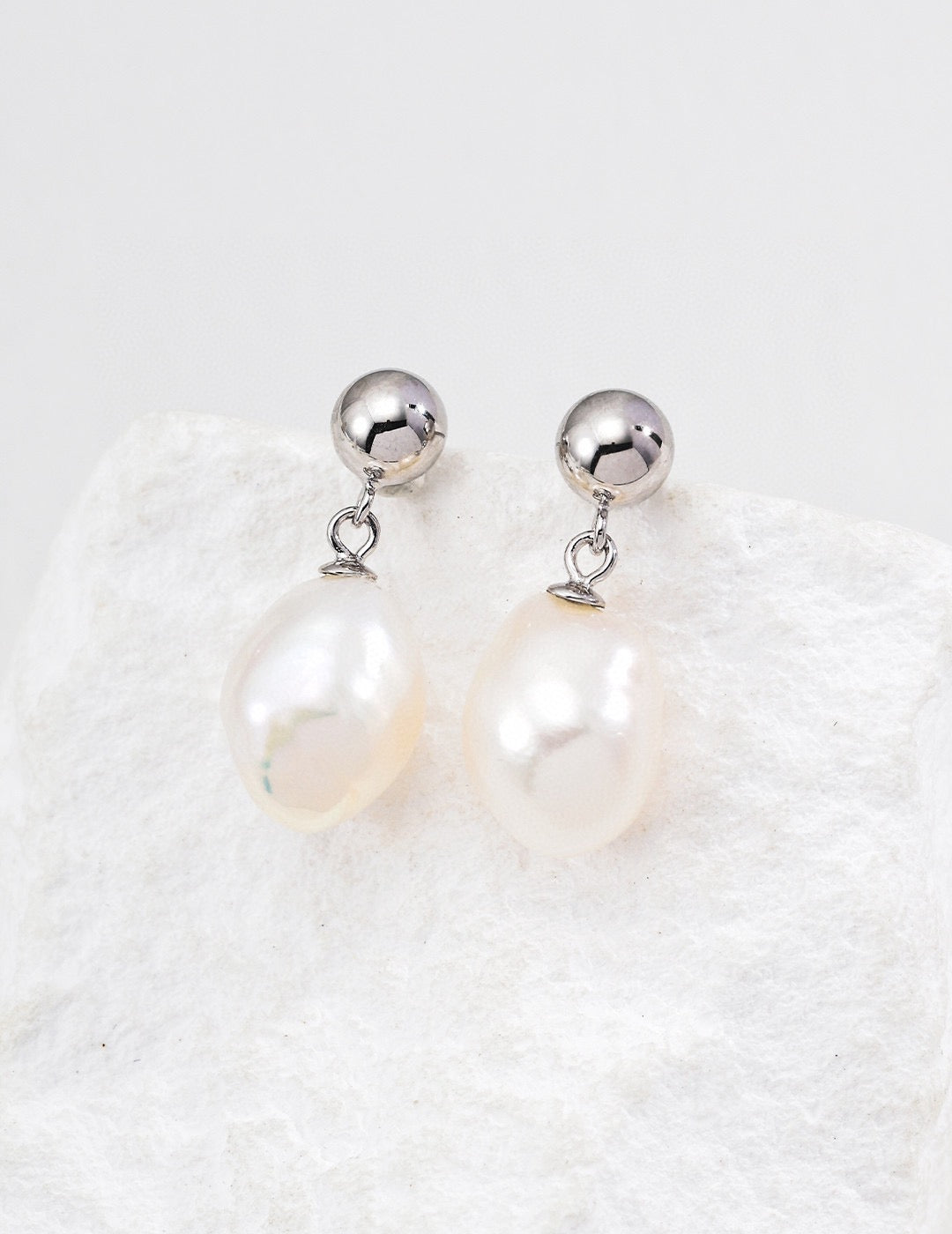 18K Gold / White Gold 925 Sterling Silver Natural Pearl Drop Earrings