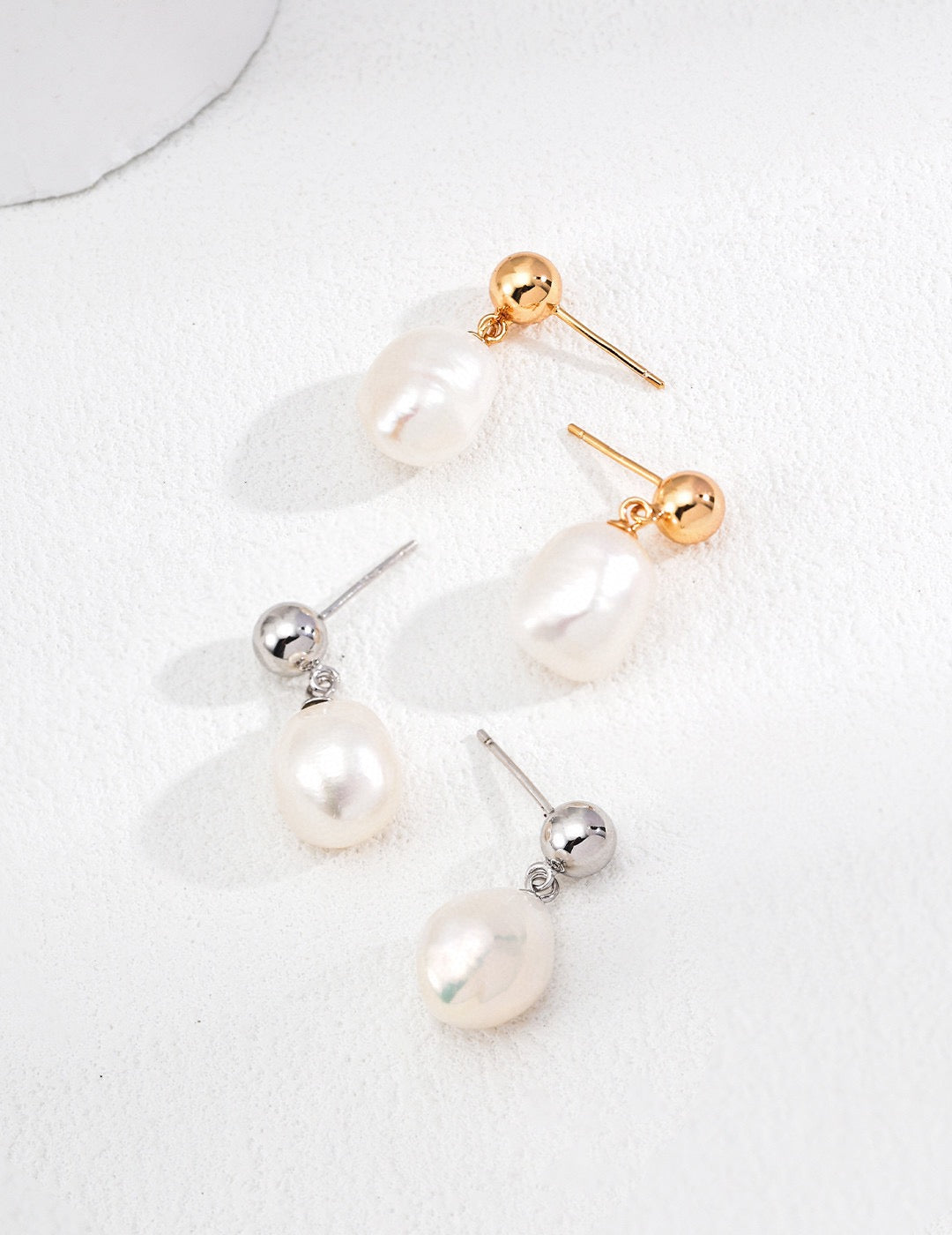 18K Gold / White Gold 925 Sterling Silver Natural Pearl Drop Earrings