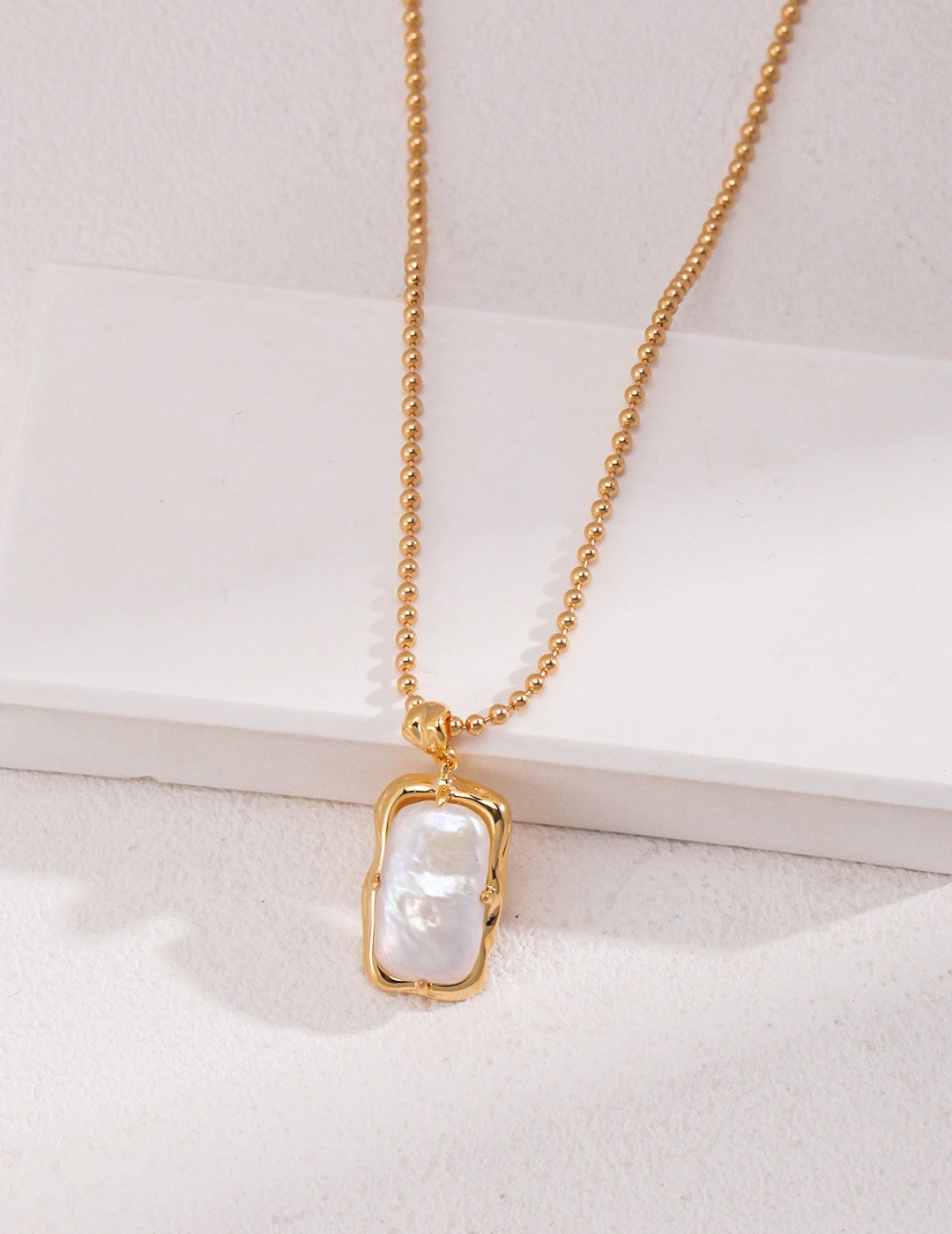 18K Gold Plated 925 Silver Natural Pearl Pendant & Earrings Set