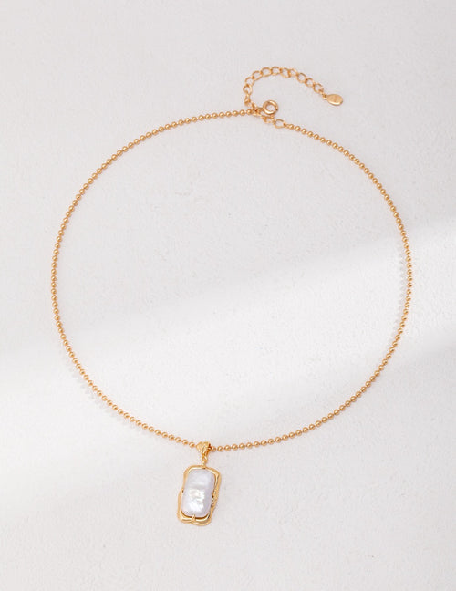 18K Gold Plated 925 Silver Natural Pearl Pendant & Earrings Set