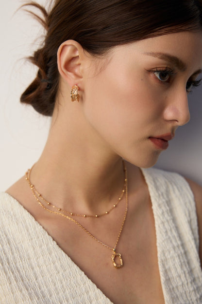 Textured Sculptural Hoop Earrings — 18K Gold / White Gold, 925 Sterling Silver