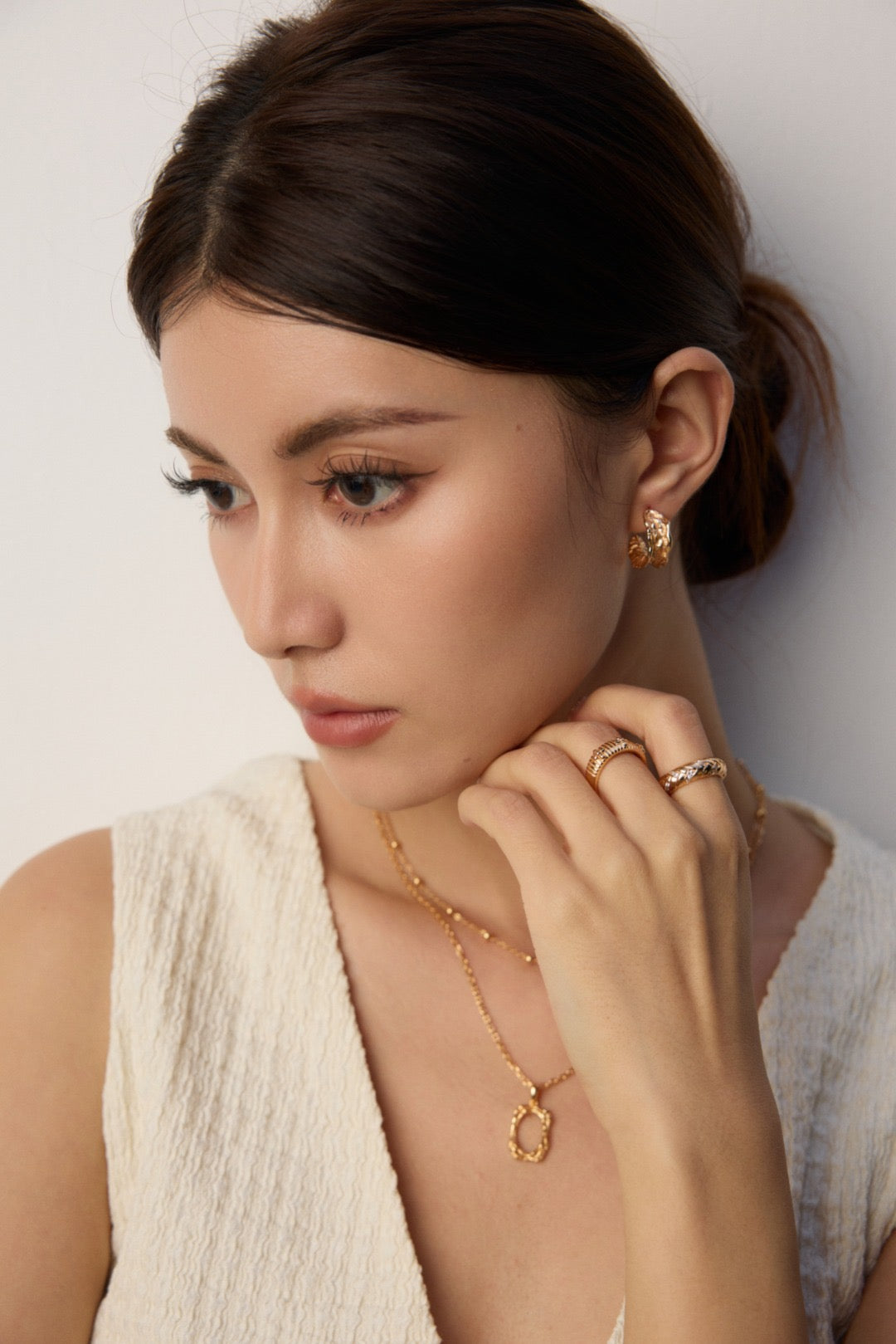 Textured Sculptural Hoop Earrings — 18K Gold / White Gold, 925 Sterling Silver