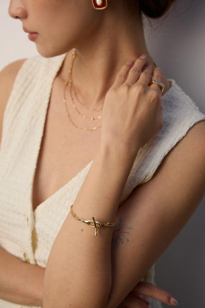 Multi-Layer Beaded Chain Bracelet — 18K Gold / White Gold, 925 Sterling Silver