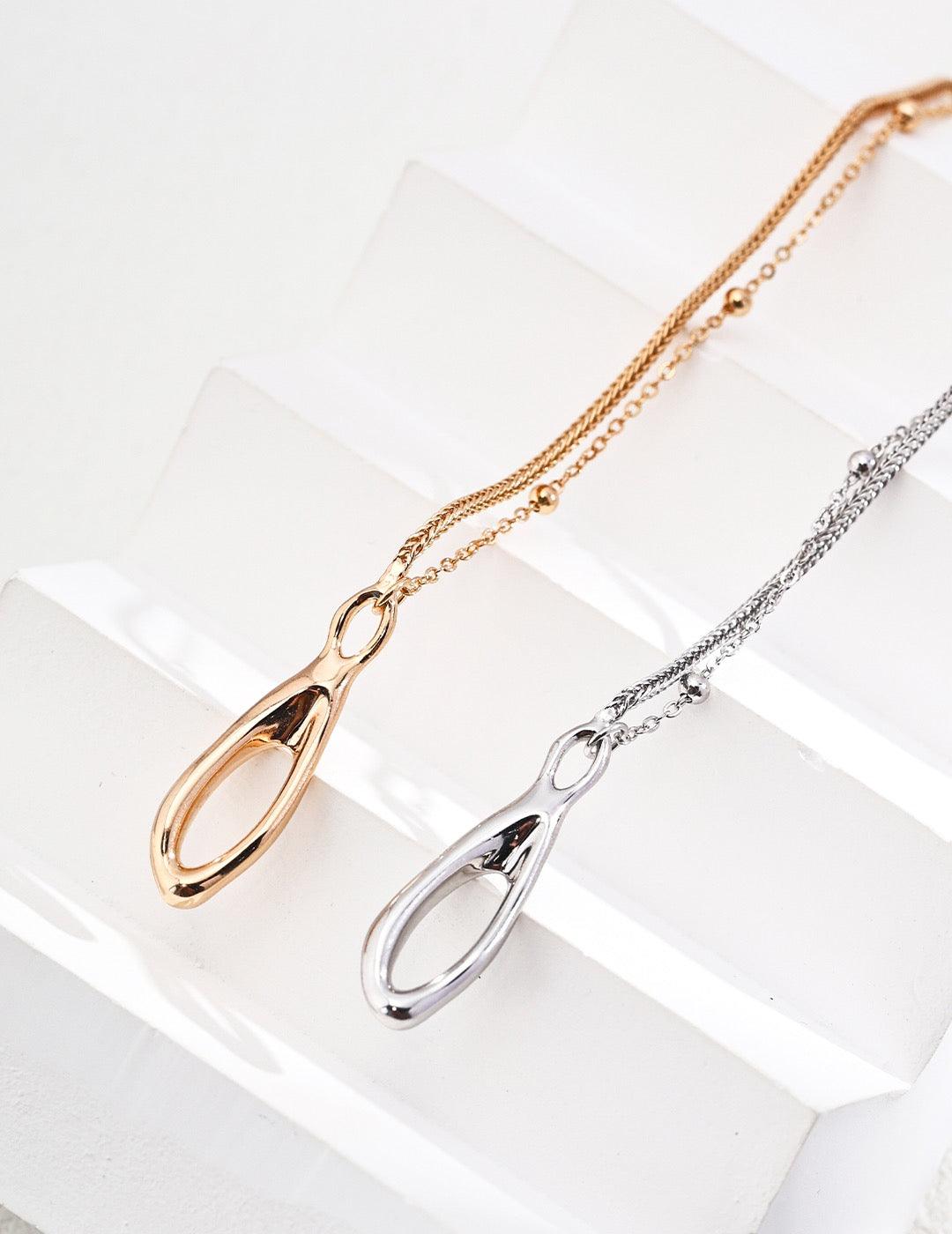 Multi-Layer Beaded Chain Bracelet — 18K Gold / White Gold, 925 Sterling Silver