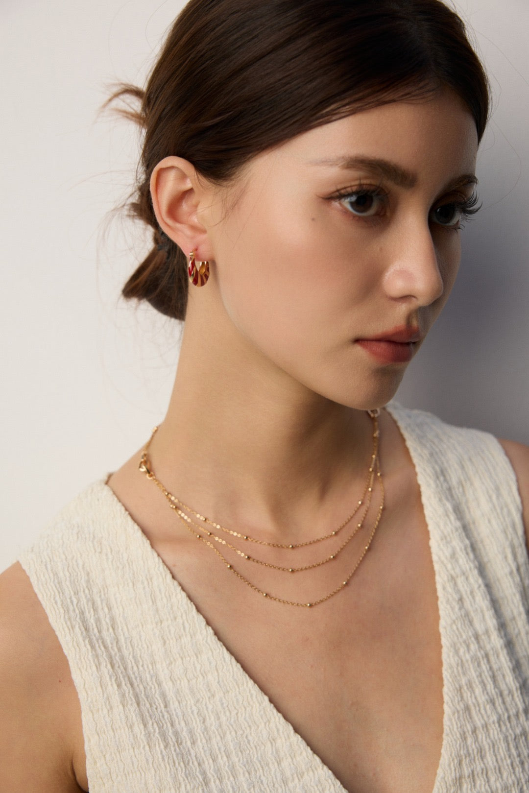 18K Gold Plated 925 Silver Multi-Layer Beaded Chain Necklace