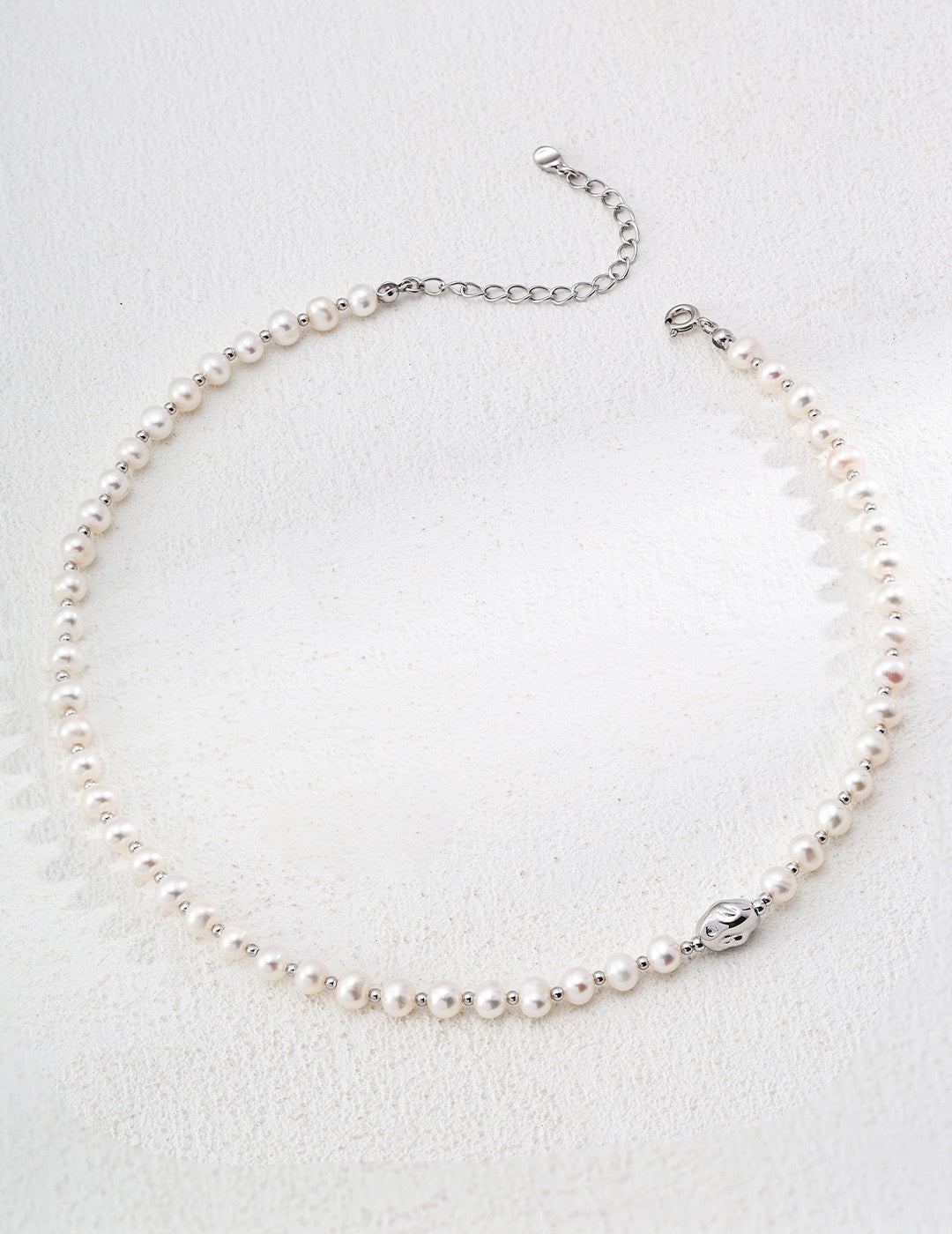 18K Gold & White Gold Plated 925 Silver Natural Freshwater Pearl Necklace
