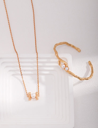 18K Gold Plated 925 Silver Natural Freshwater Pearl Pendant Necklace