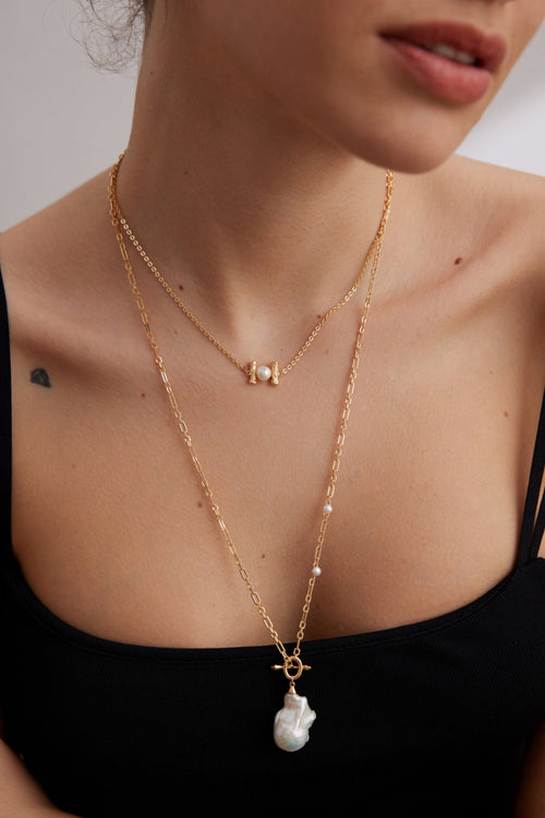 18K Gold Plated 925 Silver Natural Freshwater Pearl Pendant Necklace