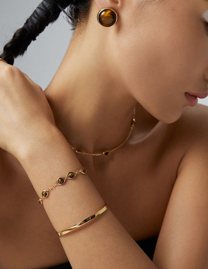 Minimalist Open Cuff Bracelet in 925 Sterling Silver – 18K Gold & 18K White Gold Plated